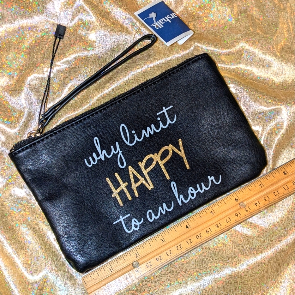 Black Faux Leather Wristlet NWT